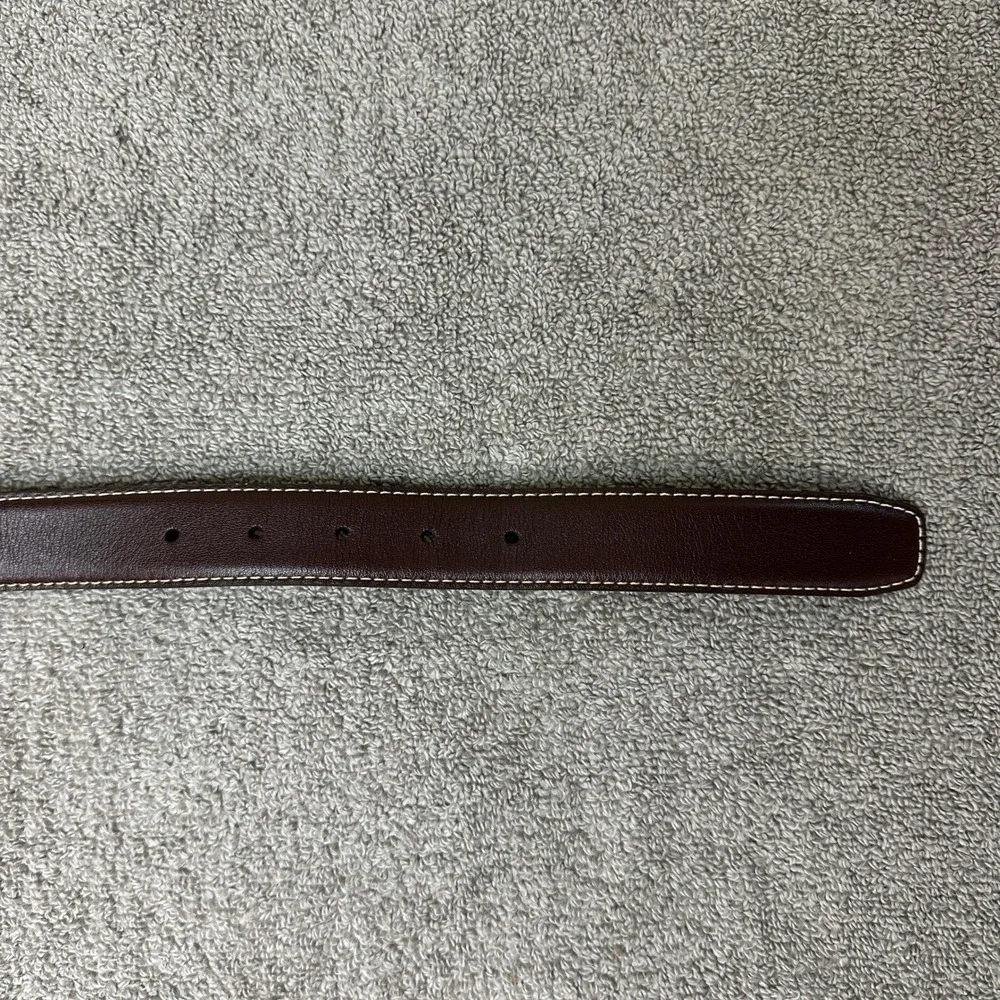 Johnston & Murphy Mens Brown Leather Dress Belt 38 Silver Buckle 75-0540